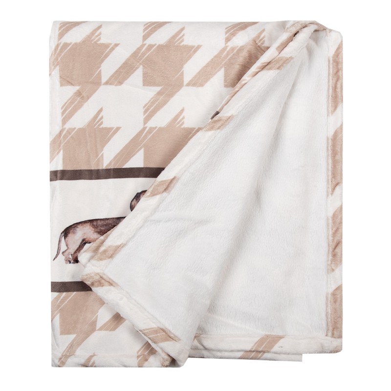 Clayre & Eef Throw Blanket 130x170 cm Brown White Polyester Dachshunds