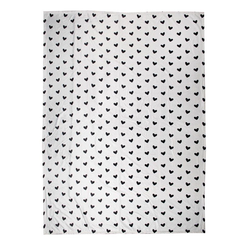 Clayre & Eef Plaid  130x170 cm Wit Zwart Polyester