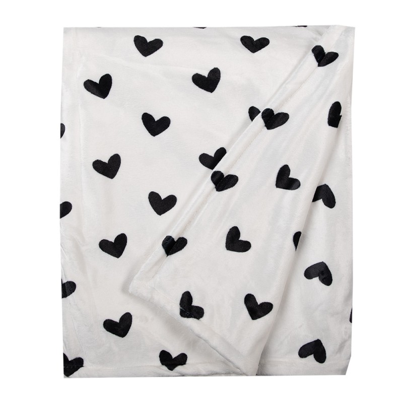 Clayre & Eef Throw Blanket 130x170 cm White Black Polyester