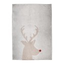 Clayre & Eef Throw Blanket 130x170 cm Beige Polyester Reindeer