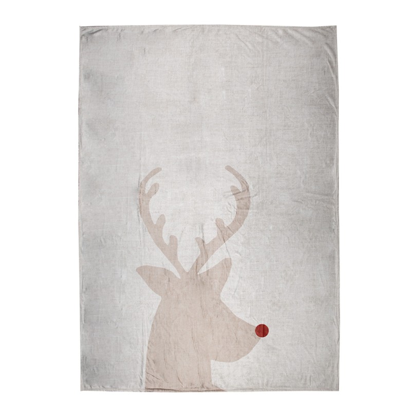 Clayre & Eef Throw Blanket 130x170 cm Beige Polyester Reindeer