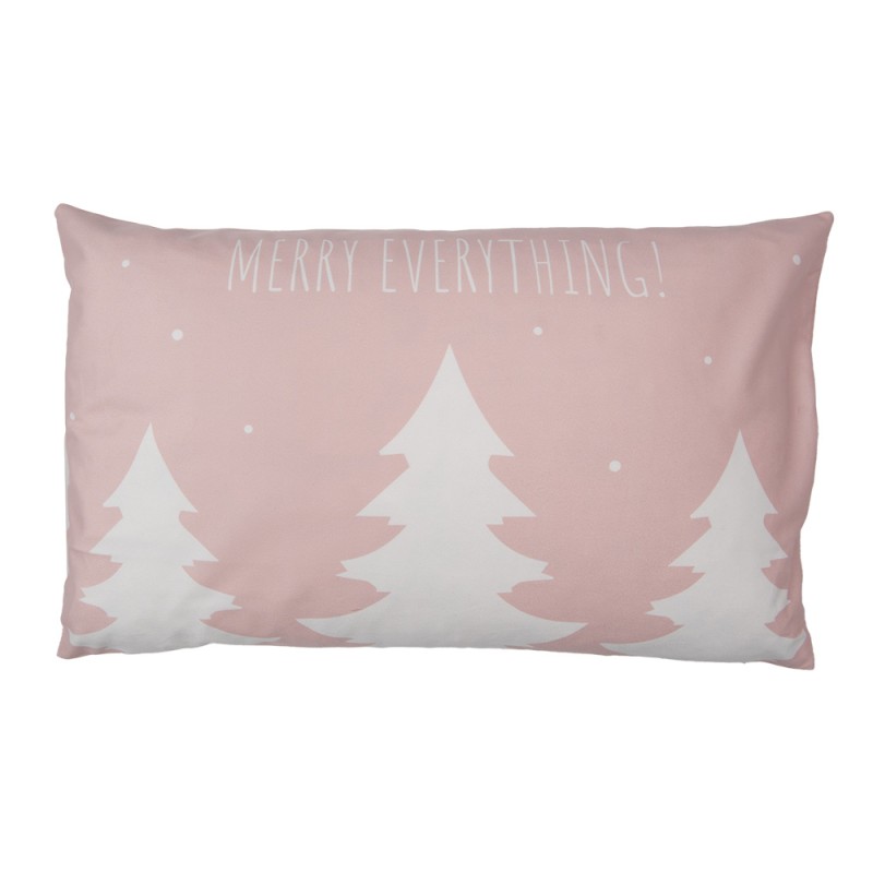 Clayre & Eef Federa per cuscino 30x50 cm Rosa Bianco Poliestere Rettangolo  Alberi di Natale