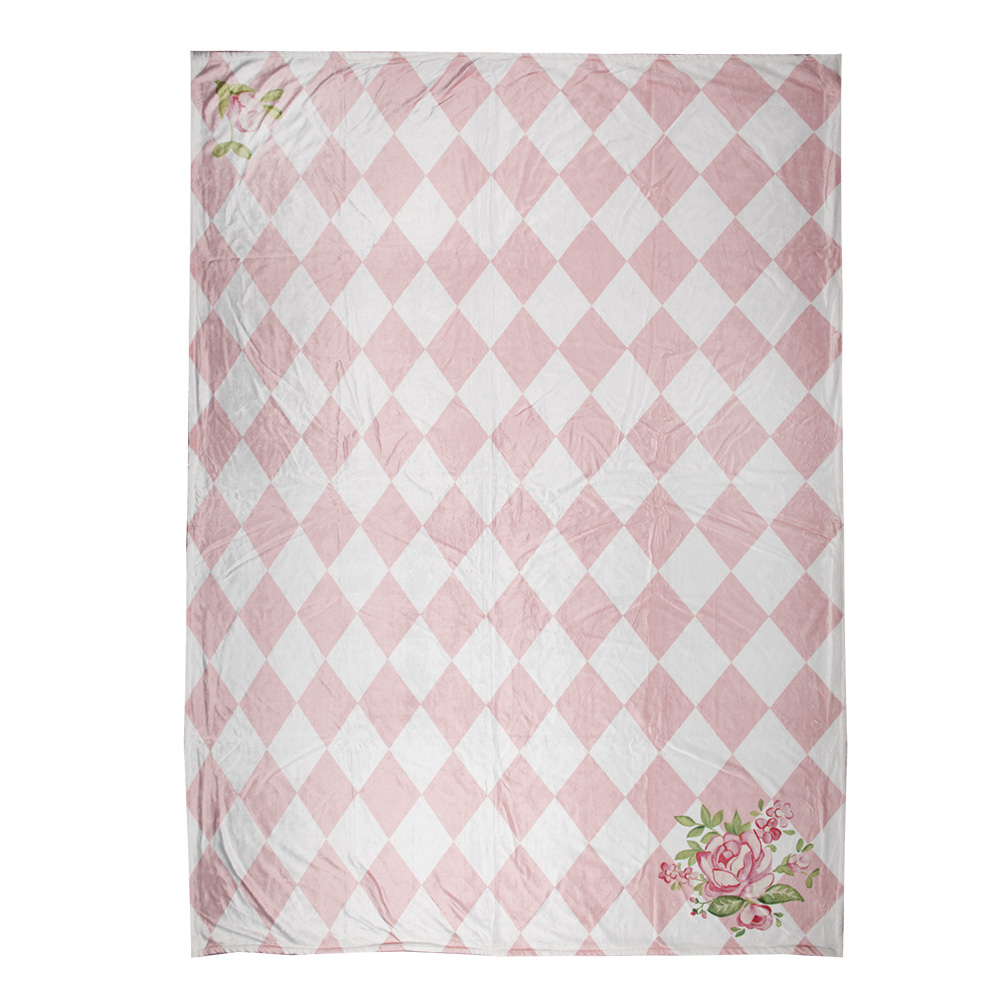 Clayre&Eef Plaid 130x170 cm Roze Wit Polyester afbeelding