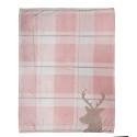 Clayre & Eef Throw Blanket 130x170 cm Pink White Polyester Reindeer