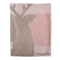 Clayre & Eef Throw Blanket 130x170 cm Pink White Polyester Reindeer