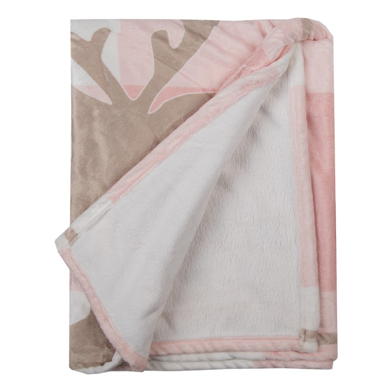 Clayre & Eef Couverture 130x170 cm Rose Blanc Polyester Rennes