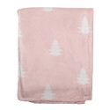 Clayre & Eef Plaid  130x170 cm Roze Wit Polyester Kerstbomen