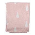 Clayre & Eef Couverture 130x170 cm Rose Blanc Polyester Sapins de Noël