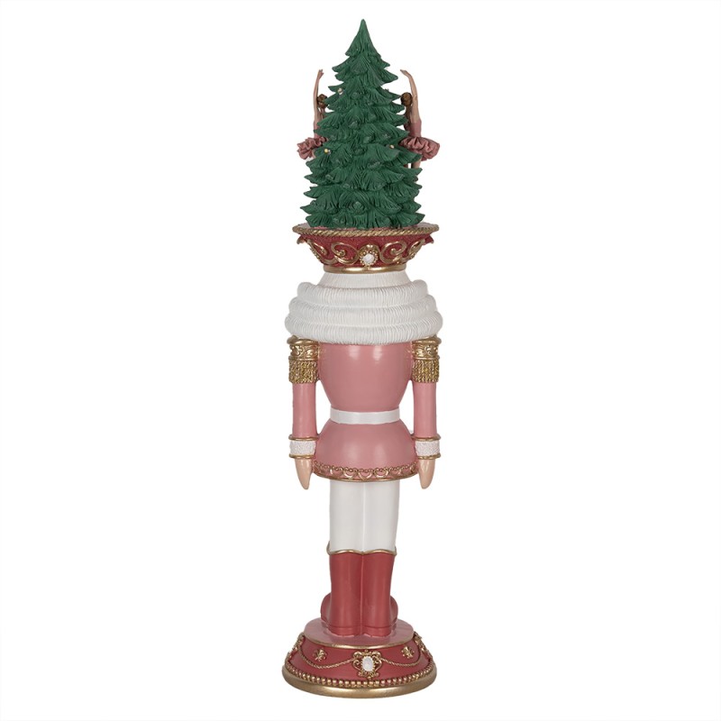Clayre & Eef Décoration de Noël avec éclairage LED Casse-noisette 62 cm Rose Polyrésine