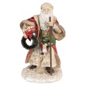 Clayre & Eef Statuetta decorativa Babbo Natale  25 cm Rosso Beige  Poliresina