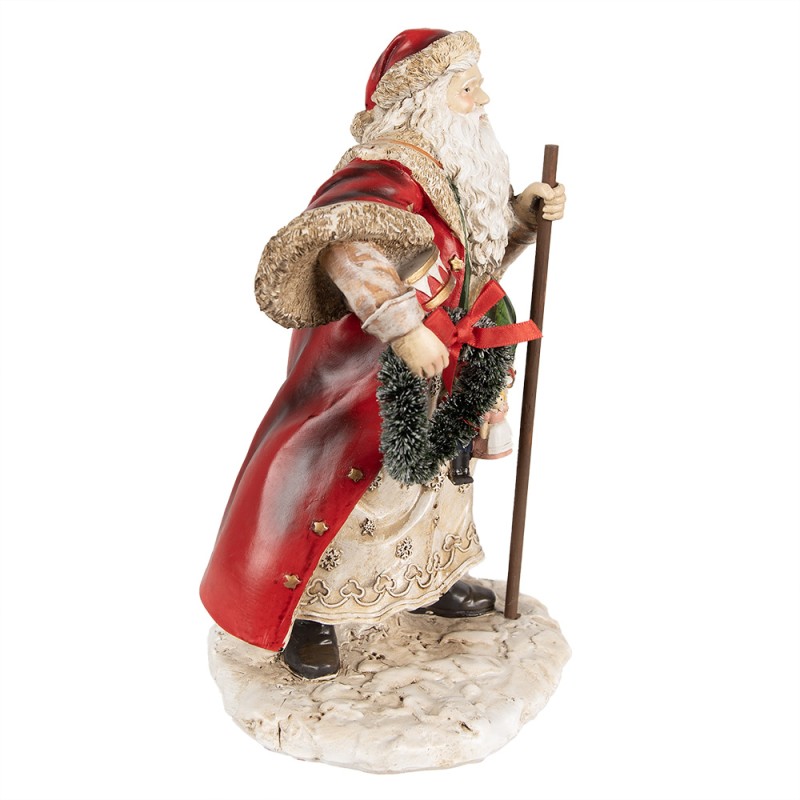 Clayre & Eef Figurine décorative Père Noël 25 cm Rouge Beige Polyrésine