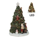 Clayre & Eef Weihnachtsdekoration mit LED-Beleuchtung Weihnachtsbaum 26 cm Grün Polyresin