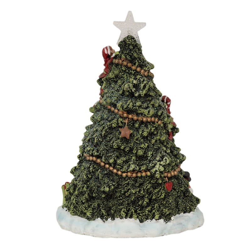 Clayre & Eef Décoration de Noël avec éclairage LED Sapin de Noël 26 cm Vert Polyrésine