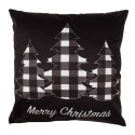 Clayre & Eef Cushion Cover 45x45 cm Black White Polyester Christmas Trees Merry Christmas