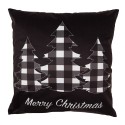 Clayre & Eef Housse de coussin 45x45 cm Noir Blanc Polyester Sapins de Noël Merry Christmas