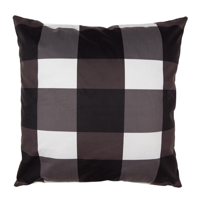 Clayre & Eef Housse de coussin 45x45 cm Noir Blanc Polyester Sapins de Noël Merry Christmas