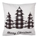 Clayre & Eef Cushion Cover 45x45 cm White Black Polyester Christmas Trees Merry Christmas