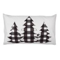 Clayre & Eef Kussenhoes  30x50 cm Wit Zwart Polyester Kerstbomen