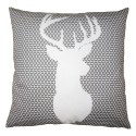 Clayre & Eef Cushion Cover 45x45 cm Grey White Polyester Deer