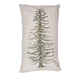 Clayre & Eef Kussenhoes  30x50 cm Beige Groen Polyester Dennenbomen