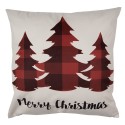 Clayre & Eef Housse de coussin 45x45 cm Rouge Beige Polyester Sapins de Noël Merry Christmas