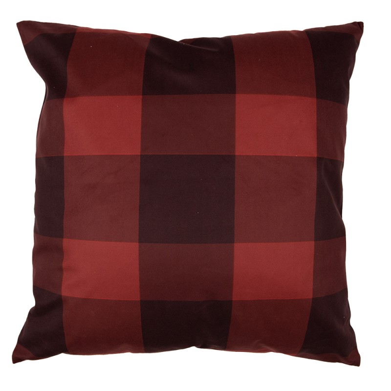 Clayre & Eef Housse de coussin 45x45 cm Rouge Beige Polyester Sapins de Noël Merry Christmas