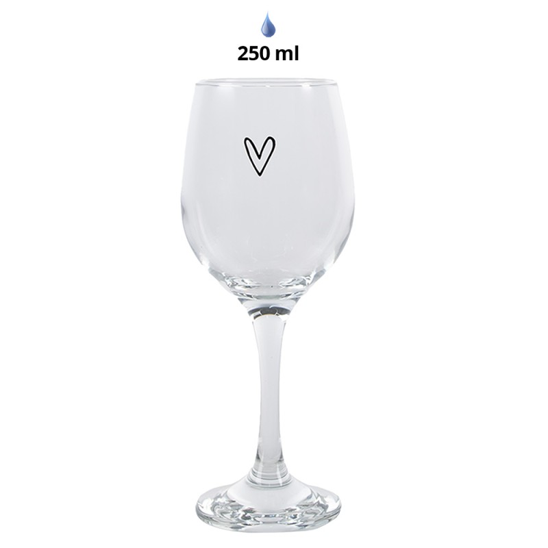 Clayre & Eef Wijnglas Hart 250 ml Transparant Glas