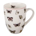 Clayre & Eef Mug 350 ml White Pink Porcelain Butterflies