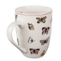 Clayre & Eef Mug 350 ml Blanc Rose Porcelaine Papillons