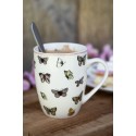 Clayre & Eef Mug 350 ml Blanc Rose Porcelaine Papillons