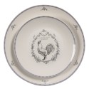 Clayre & Eef Assiette de petit déjeuner Ø 20 cm Blanc Gris Porcelaine Coq