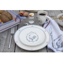 Clayre & Eef Assiette de petit déjeuner Ø 20 cm Blanc Gris Porcelaine Coq