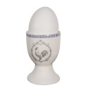 Clayre & Eef Egg Cup Ø 4x6 cm White Grey Porcelain Rooster