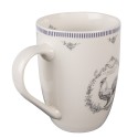 Clayre & Eef Mug 350 ml White Grey Porcelain Rooster
