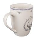 Clayre & Eef Tazza 350 ml Bianco Grigio  Porcellana Gallo