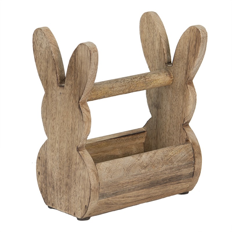Clayre & Eef Scatola di legno Coniglio 16x12x25 cm Marrone Legno