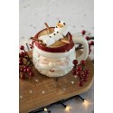 Clayre & Eef Tazza Babbo Natale  450 ml Bianco Rosso  Ceramica
