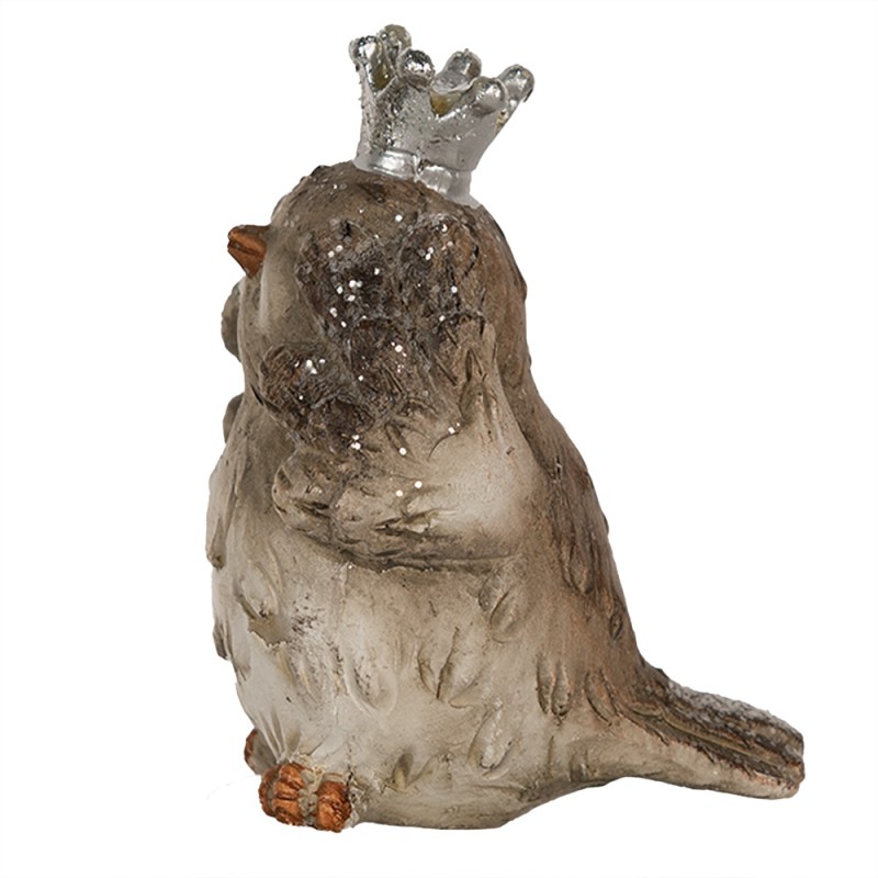 Clayre & Eef Figurine décorative Oiseau 8 cm Beige Polyrésine