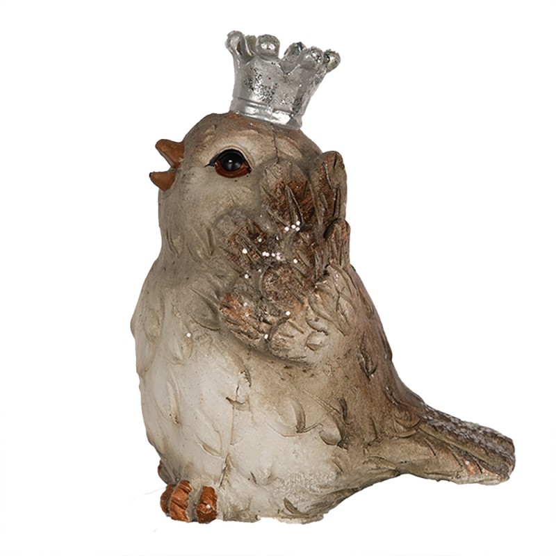 Clayre & Eef Statuetta decorativa Uccello 8 cm Beige Poliresina