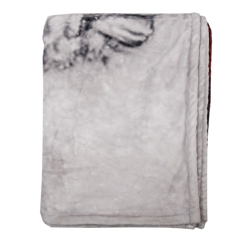 Clayre & Eef Couverture 130x170 cm Blanc Gris Polyester Père Noël