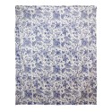 Clayre & Eef Plaid  130x170 cm Wit Blauw Polyester Rechthoek Bloemen