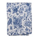 Clayre & Eef Throw Blanket 130x170 cm White Blue Polyester Rectangle Flowers
