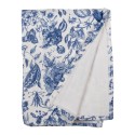 Clayre & Eef Tagesdecke 130x170 cm Weiß Blau Polyester Rechteck Blumen