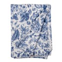 Clayre & Eef Throw Blanket 130x170 cm White Blue Polyester Rectangle Flowers