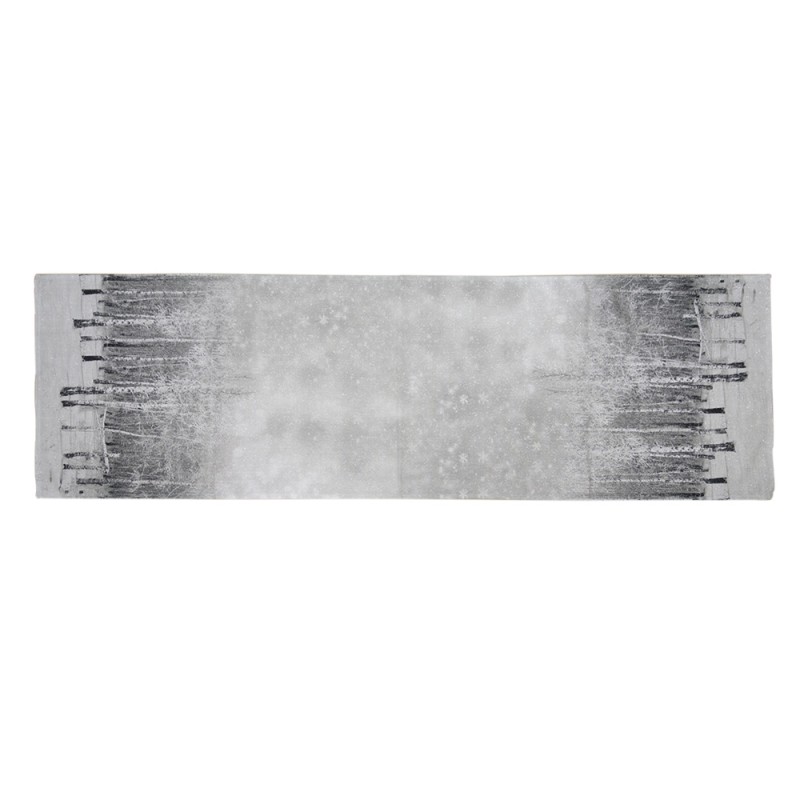 Clayre & Eef Chemin de table 41x140 cm Gris Polyester Arbre