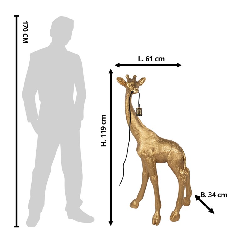 Clayre & Eef Lampadaire Girafe 61x34x119 cm  Couleur or Polyrésine