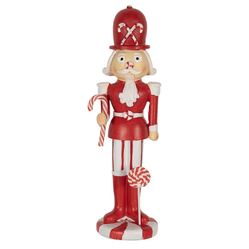Clayre & Eef Statuetta decorativa di Natale Schiaccianoci 23 cm Rosso Bianco  Poliresina