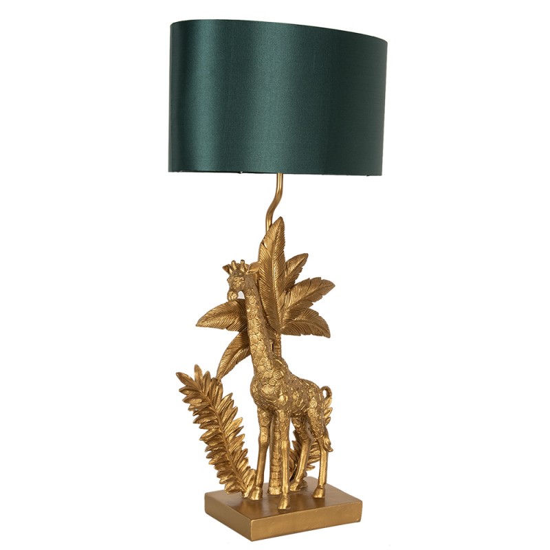 Clayre & Eef Tafellamp Giraf 33x20x67 cm  Goudkleurig Groen Kunststof