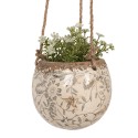 Clayre & Eef Pot de fleurs Ø 11x12 cm Gris Beige Céramique Fleurs