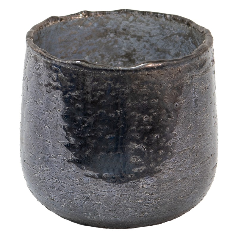 Clayre & Eef Tealight Holder Ø 8x8 cm Grey Glass Round